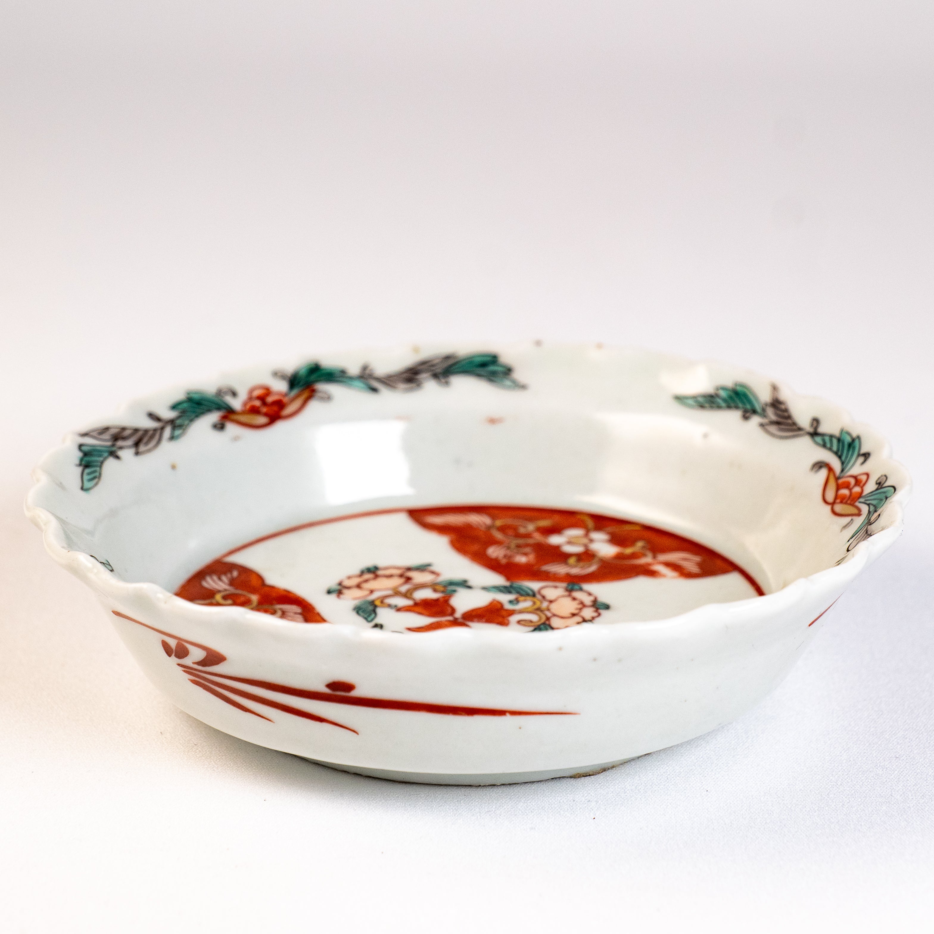 古伊万里　色絵　窓絵　菊に桔梗の図　膾皿　５客　C001AS-CWa 古伊万里色絵窓絵菊に桔梗の図膾皿5客C001AS-CWa